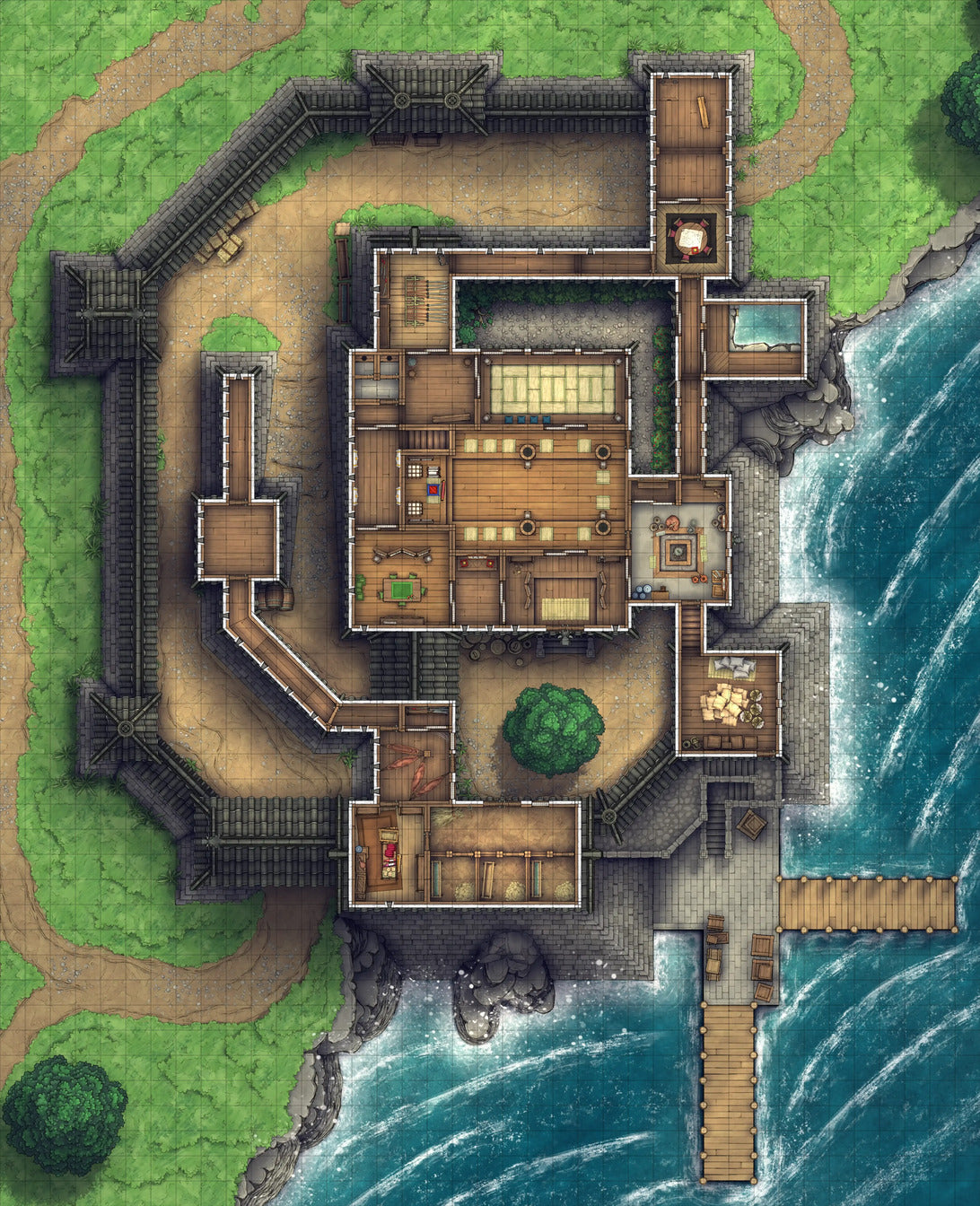 Modular Japanese Castle Interiors Tileset & Prefab Map Pack